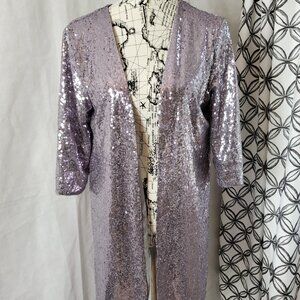 3/4 Sleeve Silver Sequin fully lined Cardigan - Small